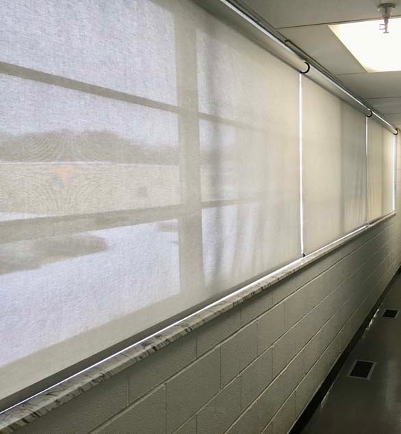 Designer Screen Shades in Hallway