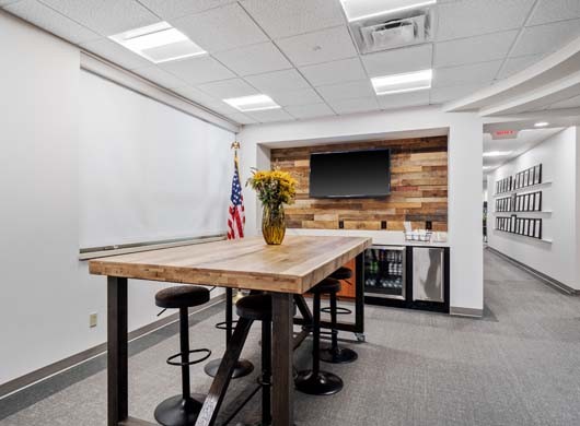 Designer Roller Shades Closed in Conference Room