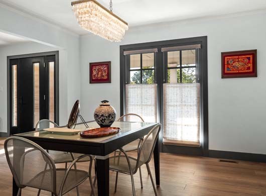 Provenance® Woven Wood Shades in Dining Room Top-Down