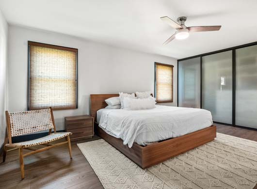 Provenance® Woven Wood Shades in Bedroom Closed