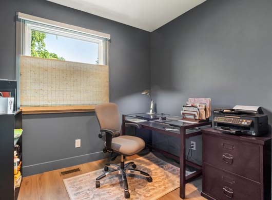 Provenance® Woven Wood Shades in Office Top-Down