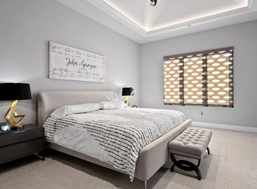 Bedroom Designer Banded Shades Closed