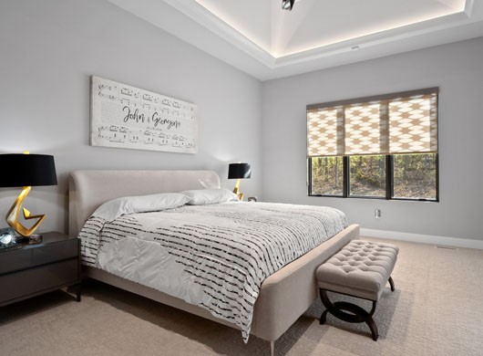 Bedroom Designer Banded Shades Halfway