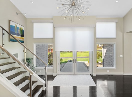 Designer Roller Shades in Entryway Halfway