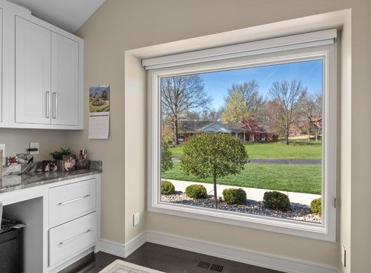 Designer Banded Shades in Kitchen Up