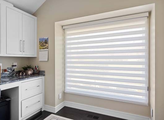 Designer Banded Shades in Kitchen Down