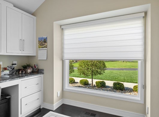 Designer Banded Shades in Kitchen Halfway