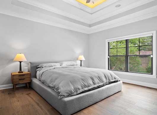 Silhouette® Sheer Shades Up in Bedroom