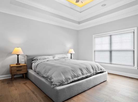 Silhouette® Sheer Shades Closed in Bedroom