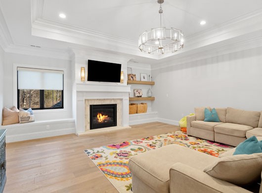 Designer Roller Shades in Living Room Halfway