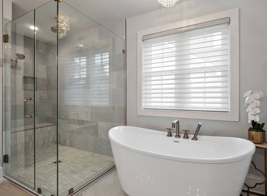 Nantucket™ Sheer Shades Closed with PowerView® Motorization
