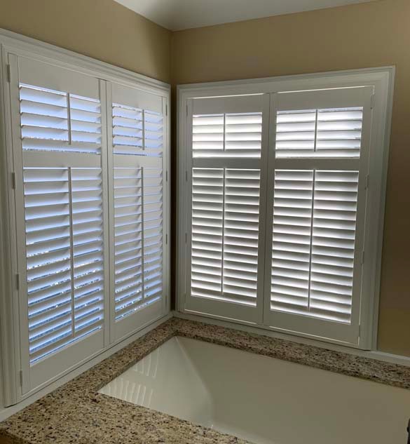 Palm Beach™ Polysatin™ Shutters in Bathroom