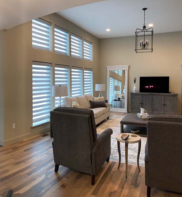 Designer Banded Shades in Living Room
