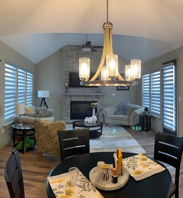 Designer Banded Shades in Living Room