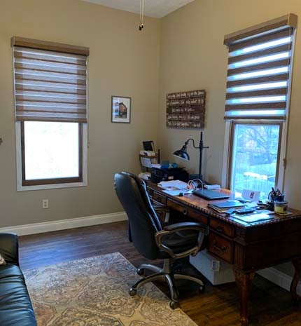 Designer Banded Shades in Entry Way