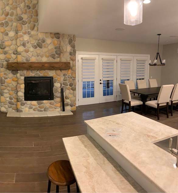 Designer Banded Shades in Living Room